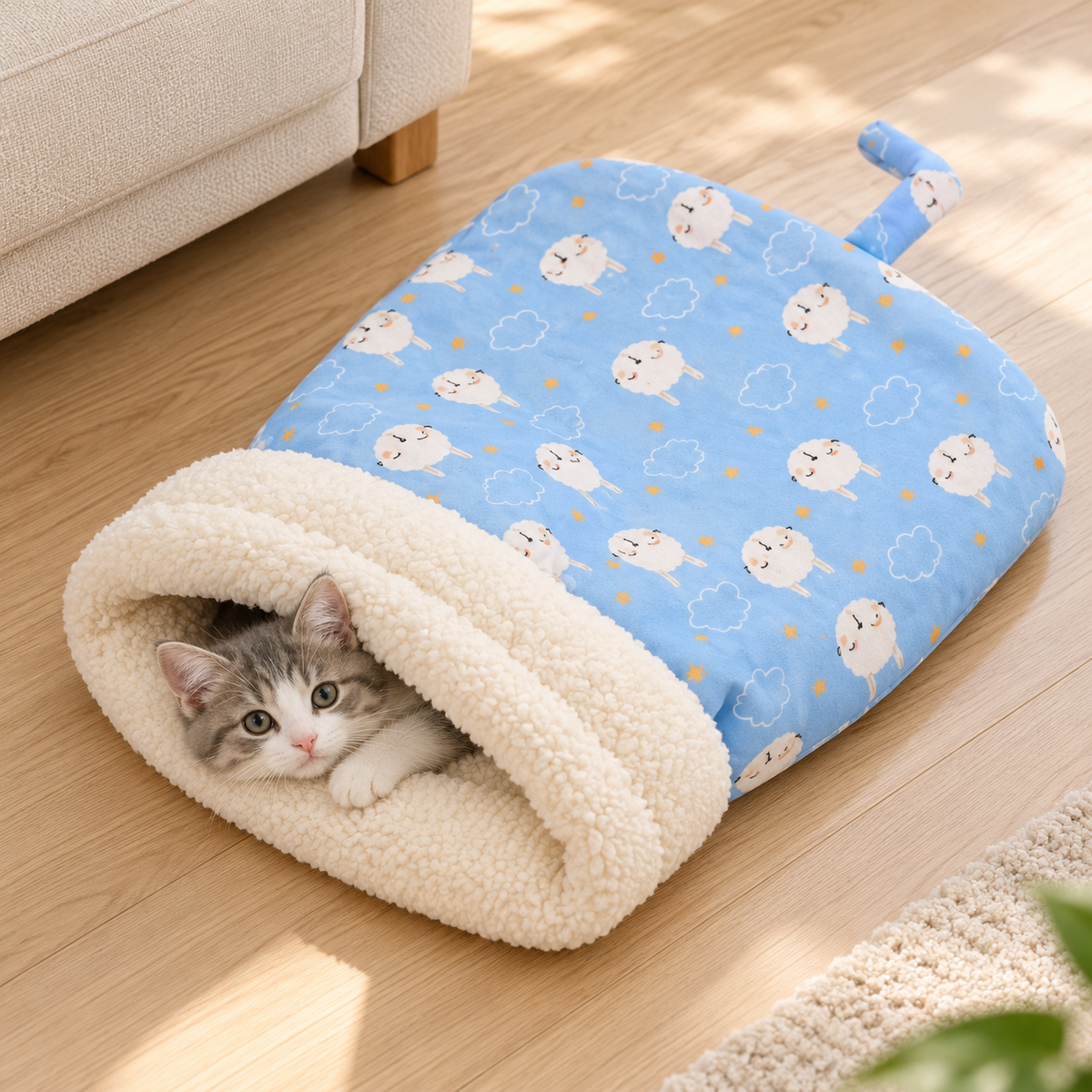 Cozy Cat Sleeping Bag with Plush Lining